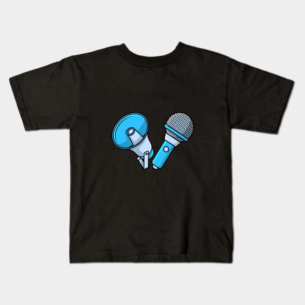 Blue Color Mic with Announcement or loud speaker Kids T-Shirt by AlviStudio